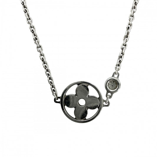 LOUIS VUITTON ルイヴィトン ネックレス モノグラムイディール アクセサリー ジュエリー 18金WG 750 K18ホワイトゴールド ダイヤモンド ユニセックス 約4.7g【中古品】