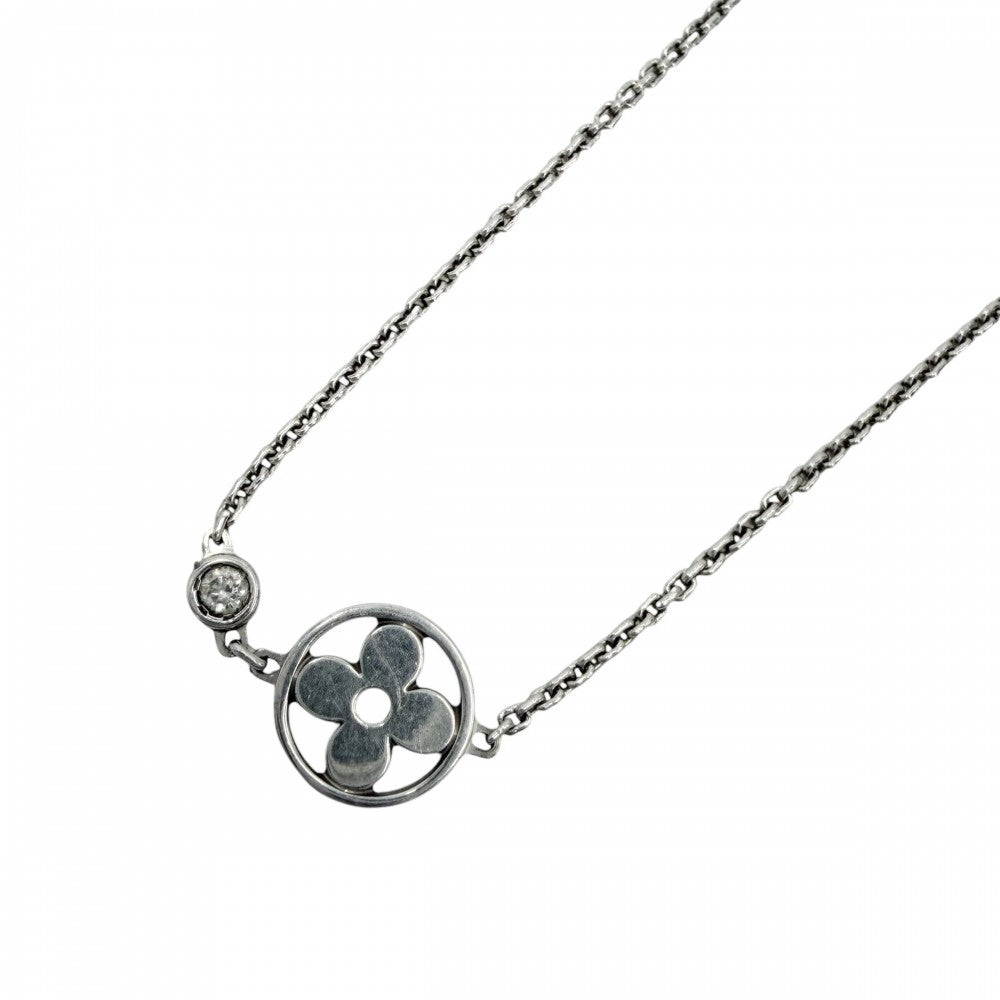 LOUIS VUITTON ルイヴィトン ネックレス モノグラムイディール アクセサリー ジュエリー 18金WG 750 K18ホワイトゴールド ダイヤモンド ユニセックス 約4.7g【中古品】