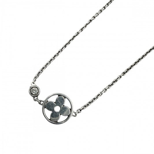 LOUIS VUITTON ルイヴィトン ネックレス モノグラムイディール アクセサリー ジュエリー 18金WG 750 K18ホワイトゴールド ダイヤモンド ユニセックス 約4.7g【中古品】