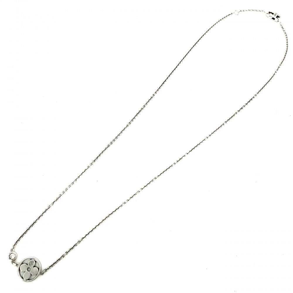LOUIS VUITTON ルイヴィトン ネックレス モノグラムイディール アクセサリー ジュエリー 18金WG 750 K18ホワイトゴールド ダイヤモンド ユニセックス 約4.7g【中古品】