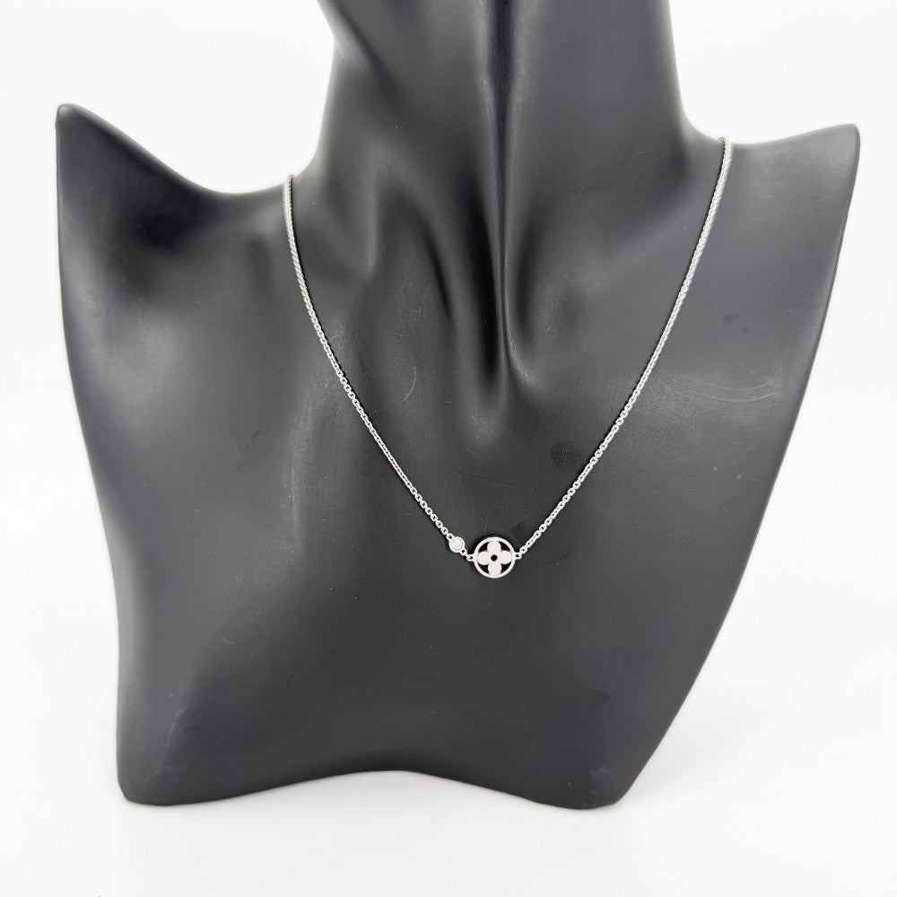 LOUIS VUITTON ルイヴィトン ネックレス モノグラムイディール アクセサリー ジュエリー 18金WG 750 K18ホワイトゴールド ダイヤモンド ユニセックス 約4.7g【中古品】