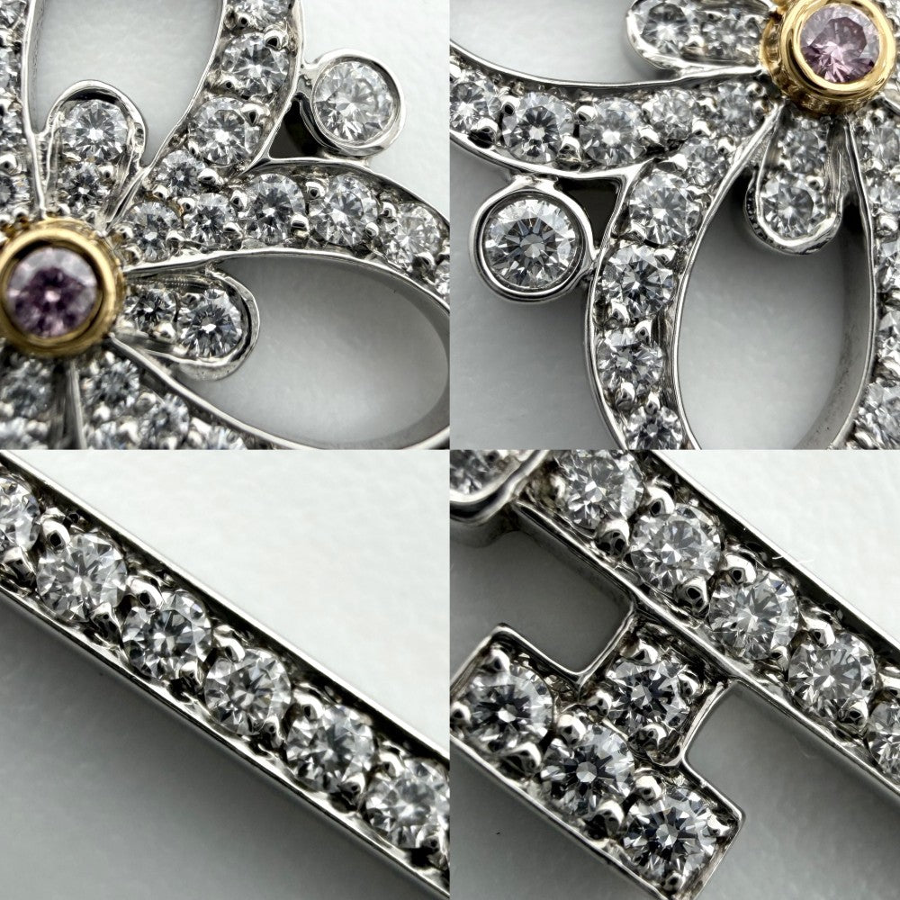 TIFFANY&Co. ティファニー ネックレス ビクトリア キー 鍵 ジュエリー アクセサリー Pt950プラチナ 18Kイエローゴールド ピンクダイヤモンド レディース 約7.1g【中古品】