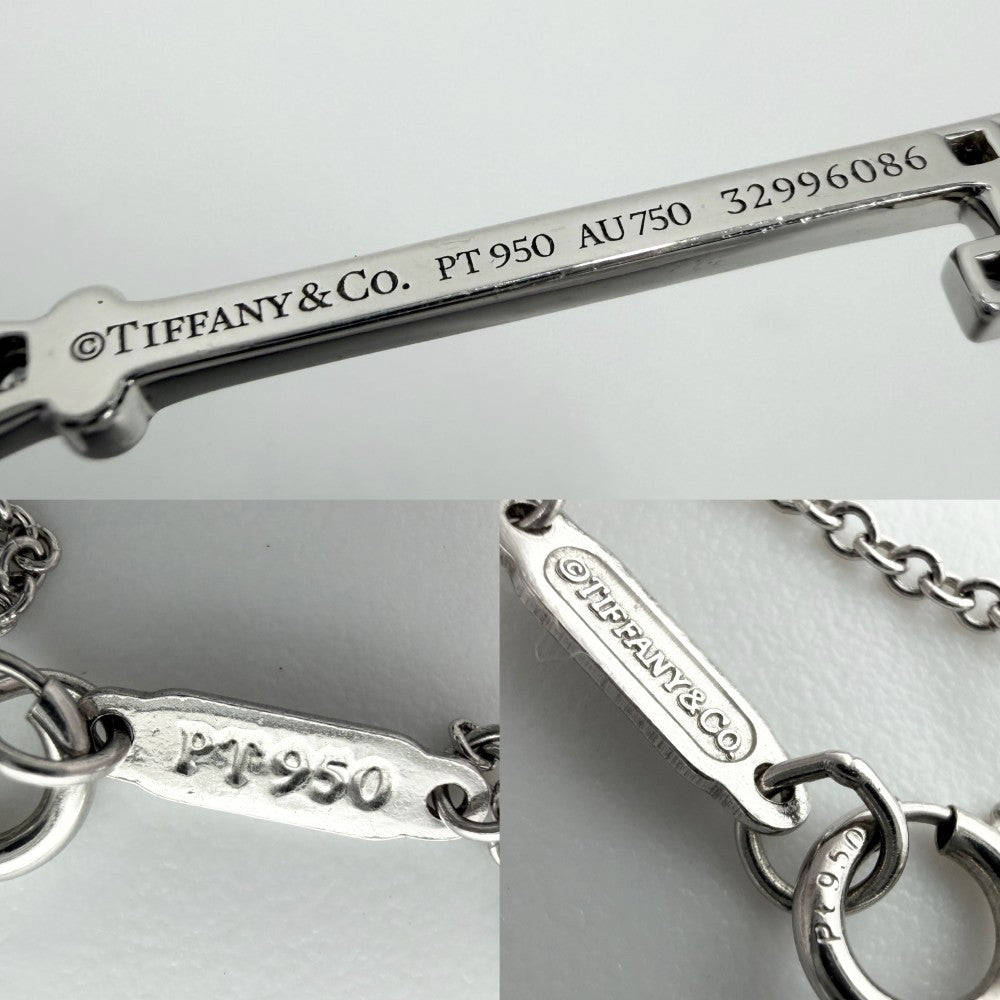 TIFFANY&Co. ティファニー ネックレス ビクトリア キー 鍵 ジュエリー アクセサリー Pt950プラチナ 18Kイエローゴールド ピンクダイヤモンド レディース 約7.1g【中古品】