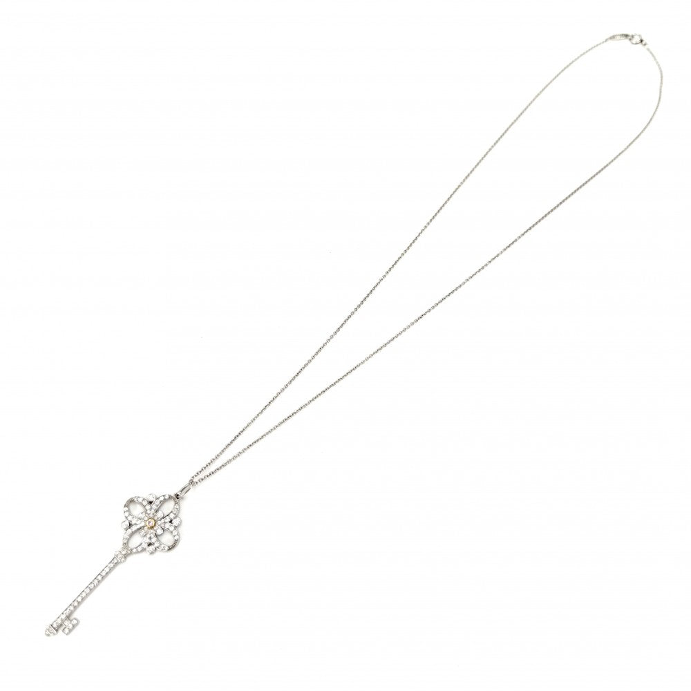 TIFFANY&Co. ティファニー ネックレス ビクトリア キー 鍵 ジュエリー アクセサリー Pt950プラチナ 18Kイエローゴールド ピンクダイヤモンド レディース 約7.1g【中古品】