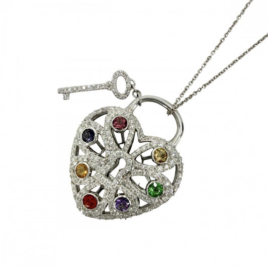 TIFFANY&Co. ティファニー ネックレス フィリグリー パドロックモチーフ ジュエリー ハート 18金WG 750 K18ホワイトゴールド ダイヤモンド レディース 約11.6g【中古品】
