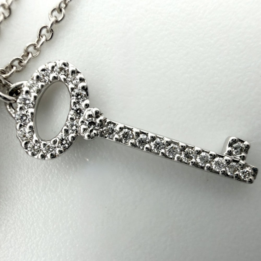 TIFFANY&Co. ティファニー ネックレス フィリグリー パドロックモチーフ ジュエリー ハート 18金WG 750 K18ホワイトゴールド ダイヤモンド レディース 約11.6g【中古品】