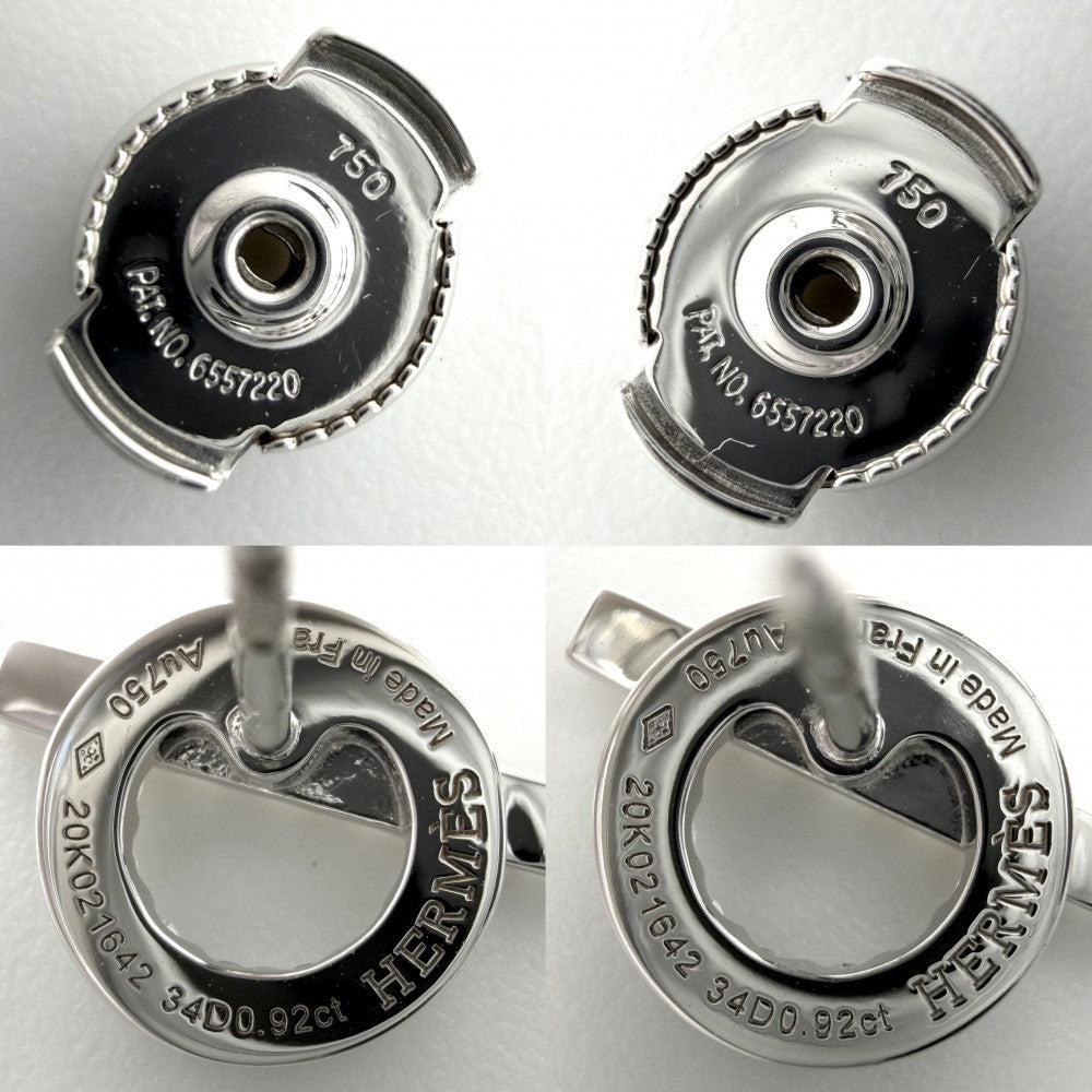 HERMES エルメス ピアス フィネス ジュエリー Au750 18金WG K18ホワイトゴールド ダイヤモンド0.92ct レディース 約4.7g【中古品】
