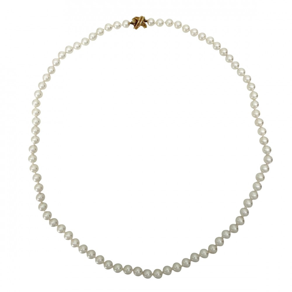 TIFFANY&Co. ティファニー ネックレス パールネックレス シグネチャー 真珠 ジュエリー K18イエローゴールド パール パール レディース 約18.0g【中古品】