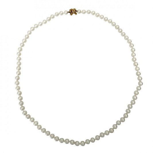 TIFFANY&Co. ティファニー ネックレス パールネックレス シグネチャー 真珠 ジュエリー K18イエローゴールド パール パール レディース 約18.0g【中古品】