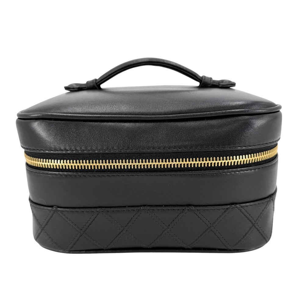 CHANEL シャネル ポーチ 化粧ポーチ メイクポーチ ビコローレ バニティバッグ A01618 レザー ブラック 黒 ゴールド金具 レディース【中古品】