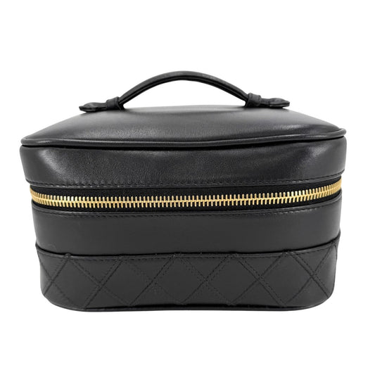 CHANEL シャネル ポーチ 化粧ポーチ メイクポーチ ビコローレ バニティバッグ A01618 レザー ブラック 黒 ゴールド金具 レディース【中古品】