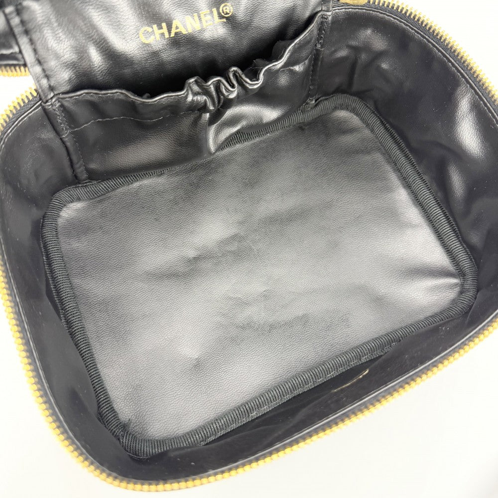 CHANEL シャネル ポーチ 化粧ポーチ メイクポーチ ビコローレ バニティバッグ A01618 レザー ブラック 黒 ゴールド金具 レディース【中古品】