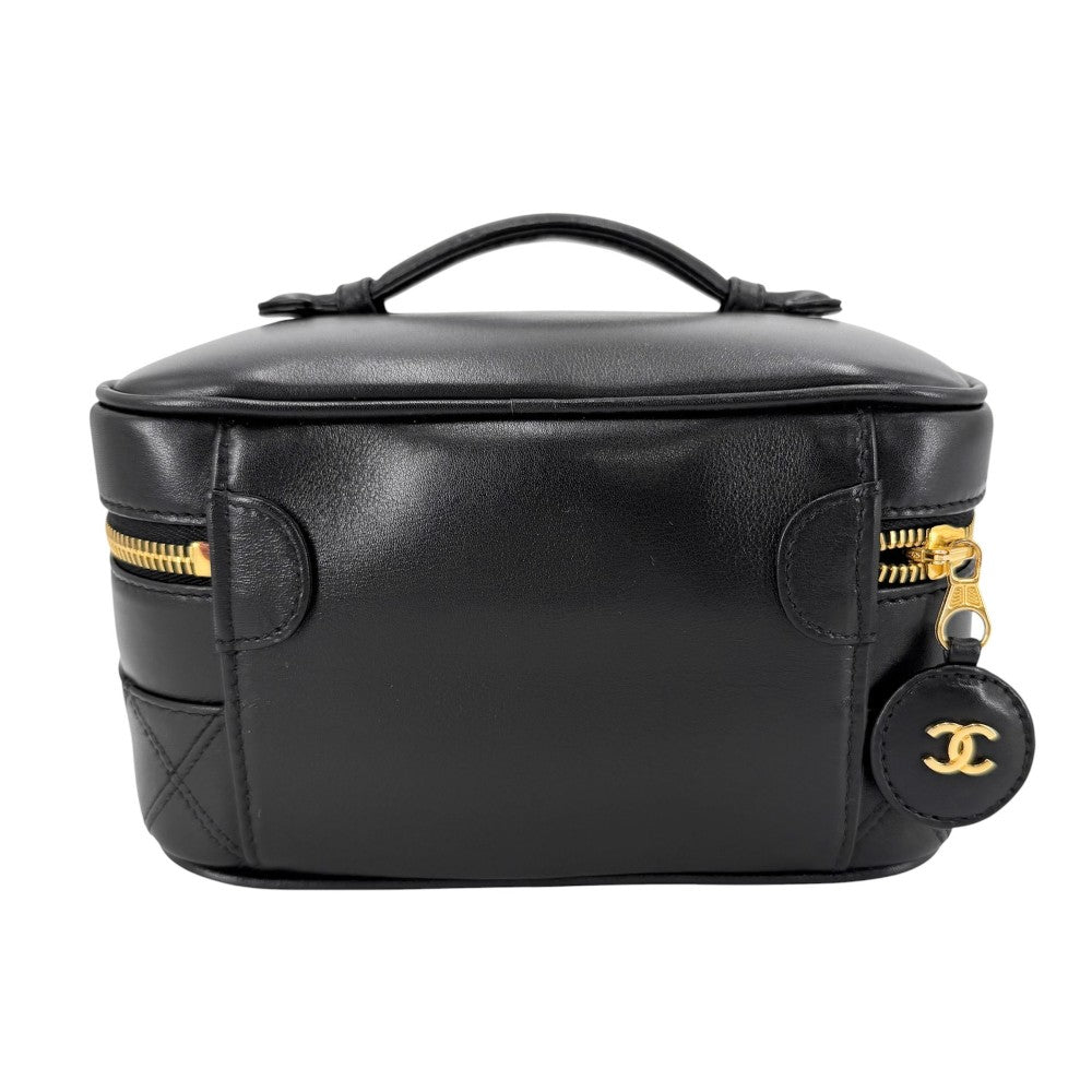 CHANEL シャネル ポーチ 化粧ポーチ メイクポーチ ビコローレ バニティバッグ A01618 レザー ブラック 黒 ゴールド金具 レディース【中古品】