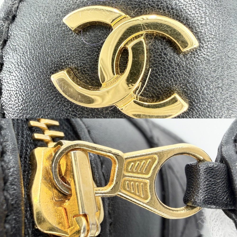 CHANEL シャネル ポーチ 化粧ポーチ メイクポーチ ビコローレ バニティバッグ A01618 レザー ブラック 黒 ゴールド金具 レディース【中古品】