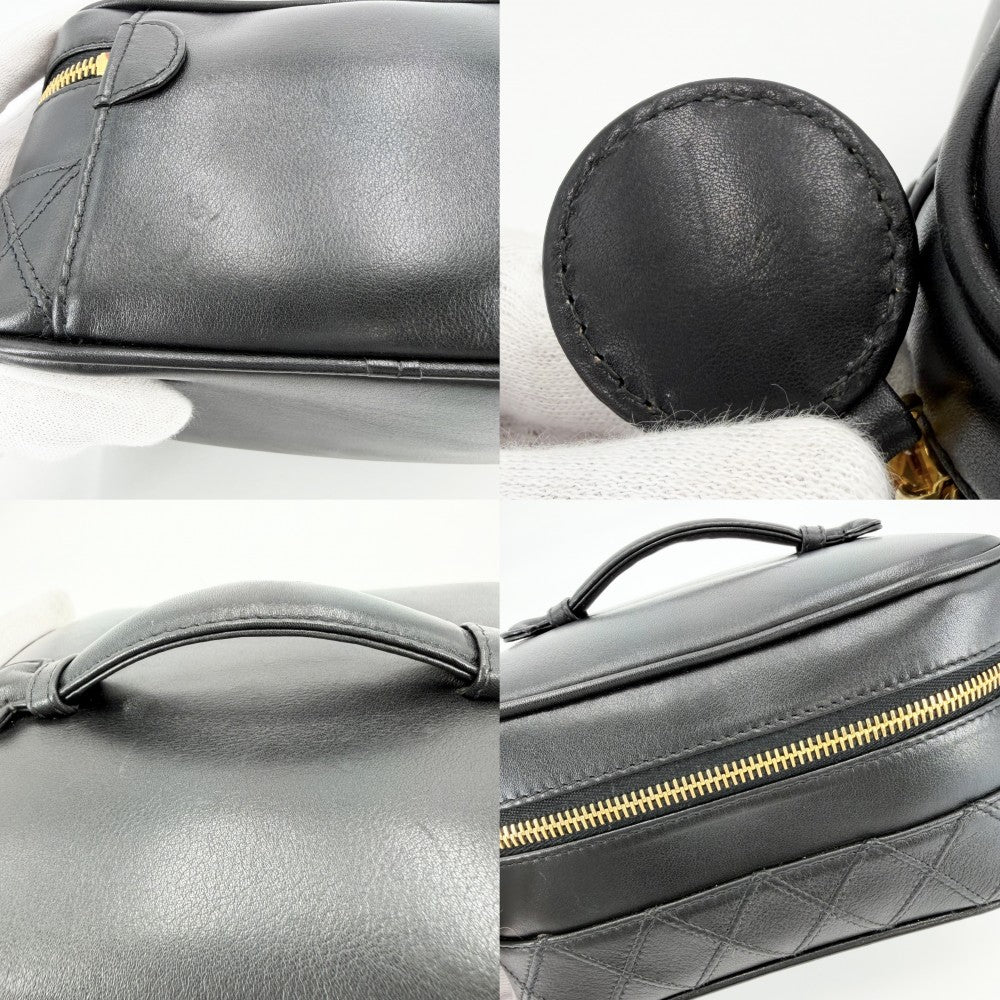 CHANEL シャネル ポーチ 化粧ポーチ メイクポーチ ビコローレ バニティバッグ A01618 レザー ブラック 黒 ゴールド金具 レディース【中古品】