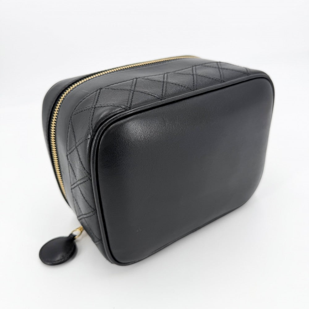 CHANEL シャネル ポーチ 化粧ポーチ メイクポーチ ビコローレ バニティバッグ A01618 レザー ブラック 黒 ゴールド金具 レディース【中古品】