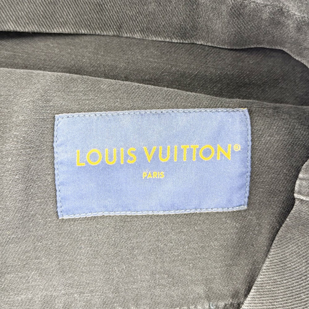 LOUIS VUITTON ルイヴィトン デニムジャケット ワークウェアエンボスモノグラムブルゾン アウター 服 アパレル 48 ブラック 黒 アンティークゴールド金具 春 秋 コットン ポリエステル コットン レディース【中古品】