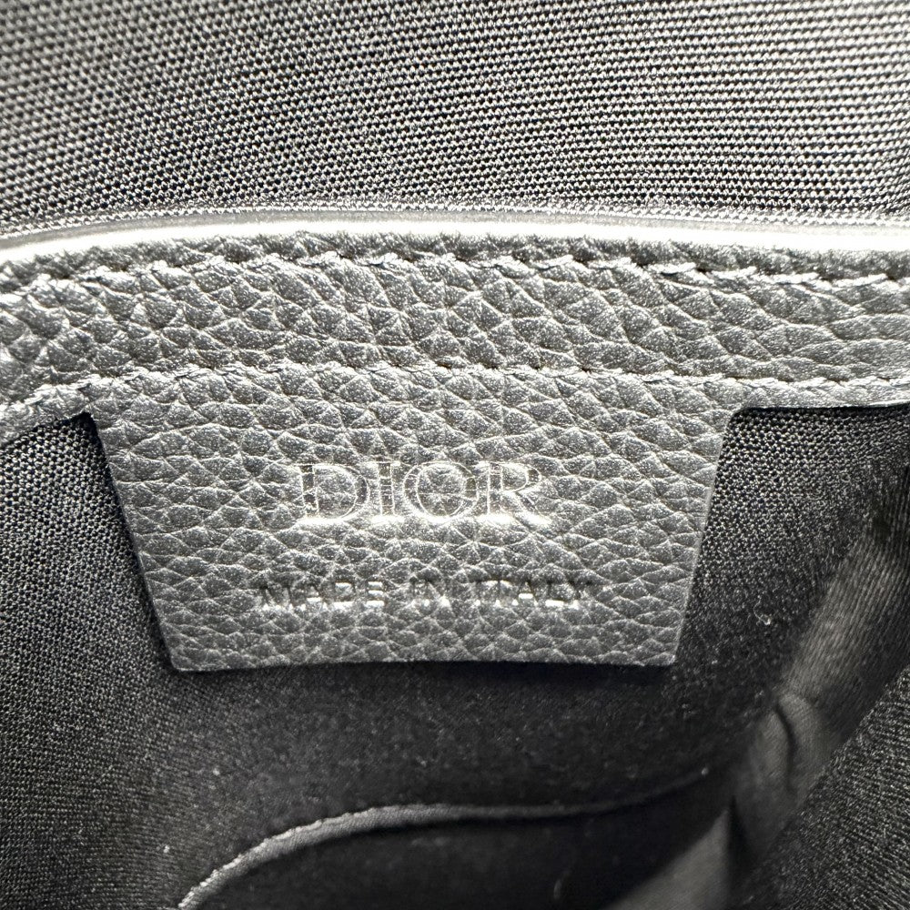Christian Dior クリスチャンディオール ショルダーバッグ サドル オブリーク フォンショルダー バーティカルポーチ ポシェット キャンバス レザー ブラック 黒 ベージュ ゴールド金具 レディース【中古品】