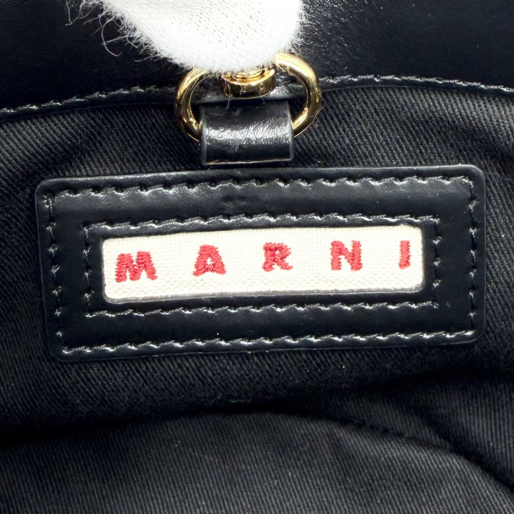 MARNI マルニ 2WAY トロピカリア マイクロ ハンドバッグ ショルダーバッグ BMMP0097Q2 レザー ファー ホワイト 白 ブラック 黒 ゴールド金具 レディース【中古品】