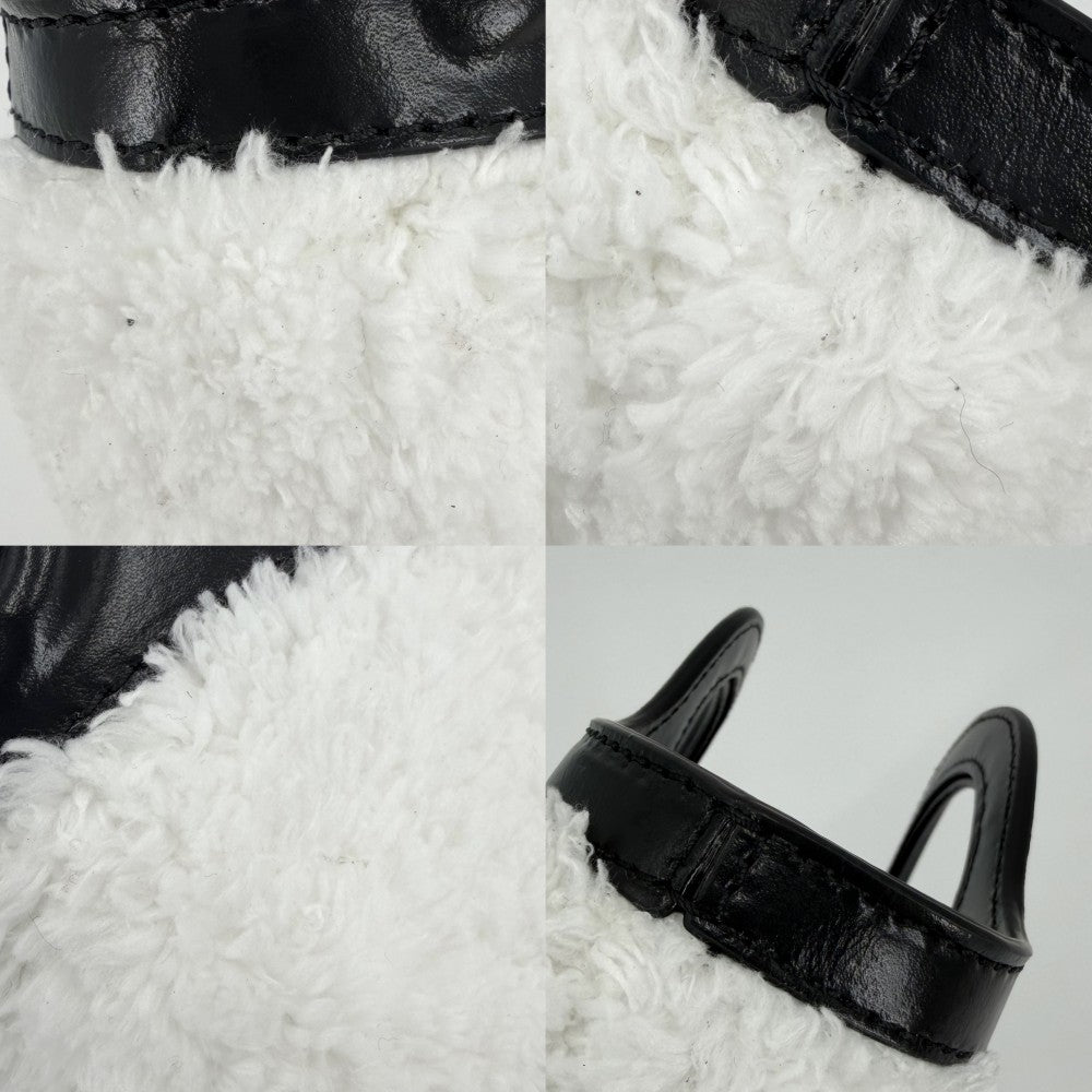 MARNI マルニ 2WAY トロピカリア マイクロ ハンドバッグ ショルダーバッグ BMMP0097Q2 レザー ファー ホワイト 白 ブラック 黒 ゴールド金具 レディース【中古品】