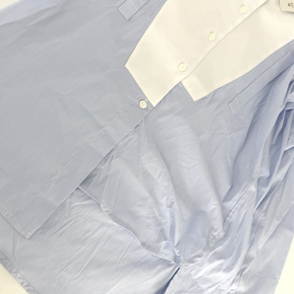 LOEWE ロエベ 長袖シャツ ストライプ アシンメトリー トップス 服 XS Q825337X05 ブルー 青 ホワイト 白 春 夏 秋 コットン ポリアミド ポリウレタン レディース【中古品】