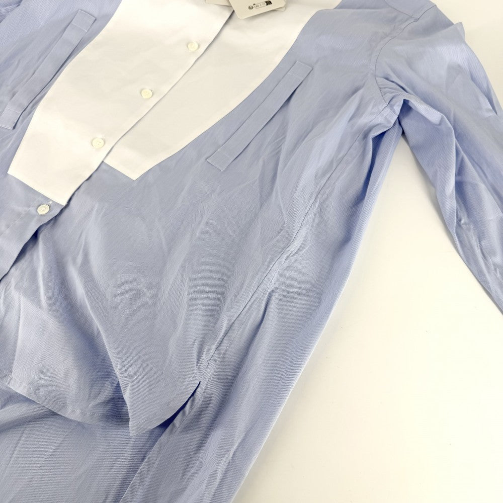 LOEWE ロエベ 長袖シャツ ストライプ アシンメトリー トップス 服 XS Q825337X05 ブルー 青 ホワイト 白 春 夏 秋 コットン ポリアミド ポリウレタン レディース【中古品】