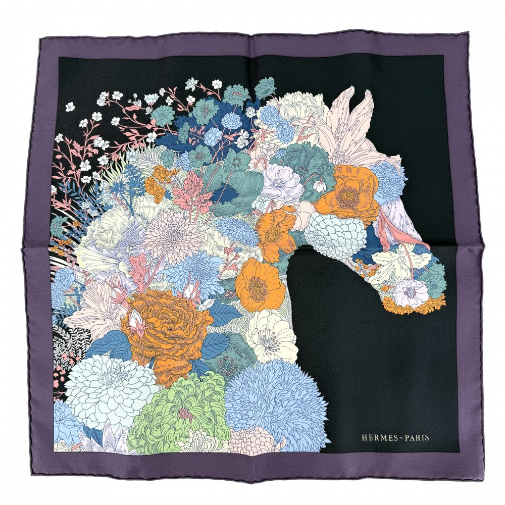 HERMES エルメス スカーフ カレ45 Robe Legere ローブ・レジェール ファッションアイテム プチカレ シルク パープル 紫
 マルチカラー レディース【中古品】