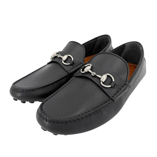 GUCCI グッチ ローファー ホースビット ドライビングシューズ 靴 7サイズ 約26cm 765859 レザー ブラック 黒 アンティークシルバー金具 メンズ【中古品】