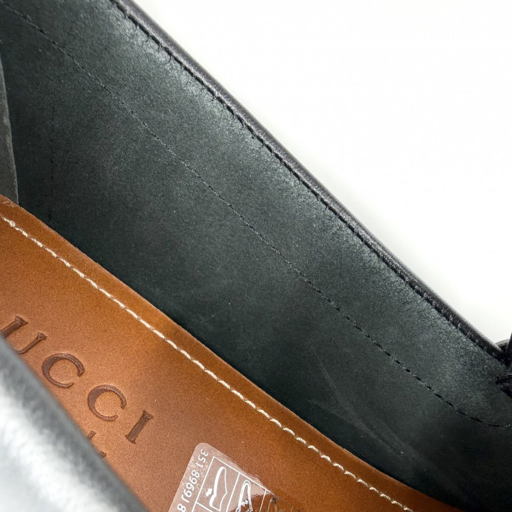 GUCCI グッチ ローファー ホースビット ドライビングシューズ 靴 7サイズ 約26cm 765859 レザー ブラック 黒 アンティークシルバー金具 メンズ【中古品】