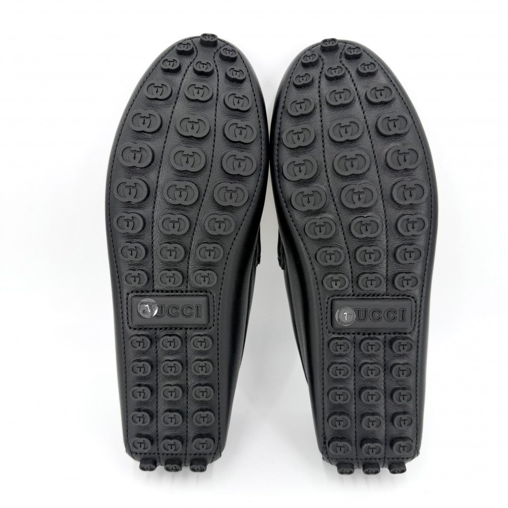 GUCCI グッチ ローファー ホースビット ドライビングシューズ 靴 7サイズ 約26cm 765859 レザー ブラック 黒 アンティークシルバー金具 メンズ【中古品】