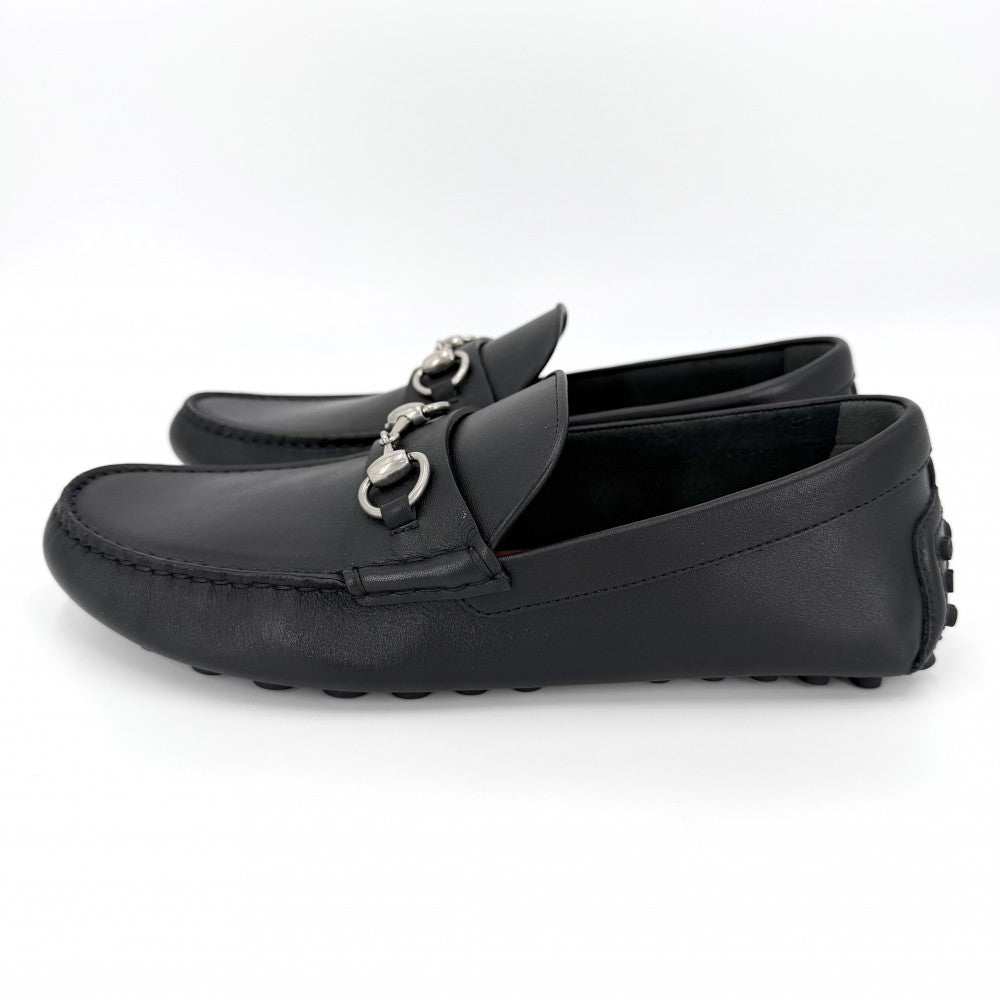 GUCCI グッチ ローファー ホースビット ドライビングシューズ 靴 7サイズ 約26cm 765859 レザー ブラック 黒 アンティークシルバー金具 メンズ【中古品】