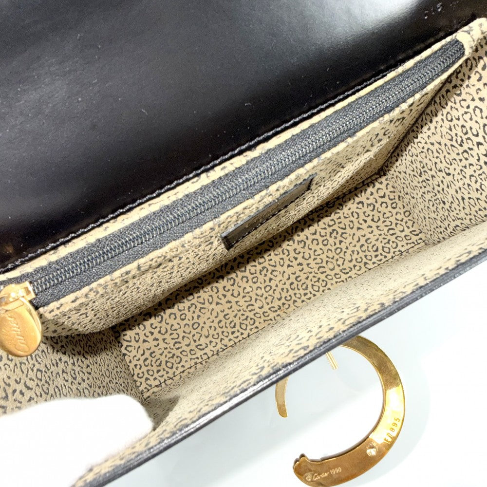 CARTIER カルティエ 2WAY パンテール パンサー ハンドバッグ ショルダーバッグ 豹 レザー ブラック 黒 ゴールド金具 レディース【中古品】