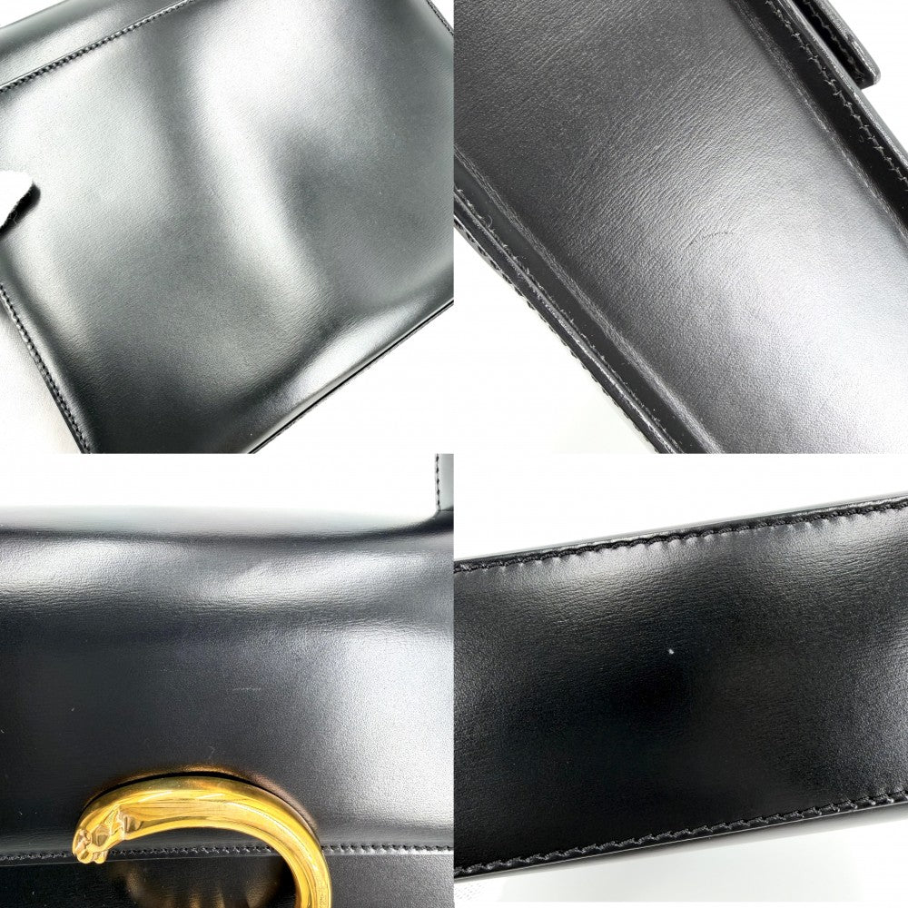 CARTIER カルティエ 2WAY パンテール パンサー ハンドバッグ ショルダーバッグ 豹 レザー ブラック 黒 ゴールド金具 レディース【中古品】