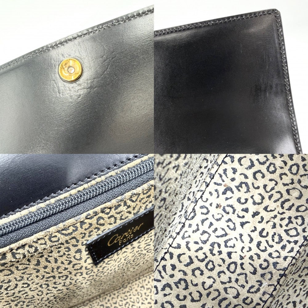 CARTIER カルティエ 2WAY パンテール パンサー ハンドバッグ ショルダーバッグ 豹 レザー ブラック 黒 ゴールド金具 レディース【中古品】