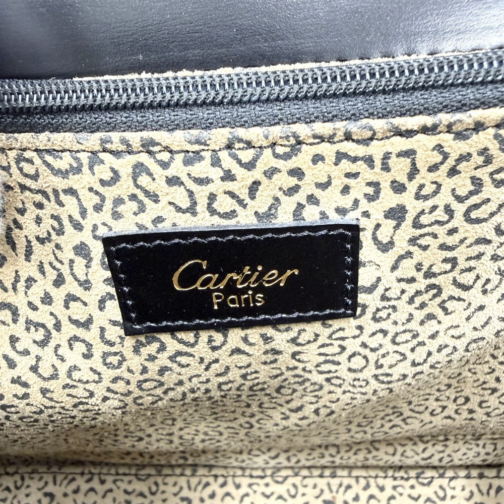 CARTIER カルティエ 2WAY パンテール パンサー ハンドバッグ ショルダーバッグ 豹 レザー ブラック 黒 ゴールド金具 レディース【中古品】