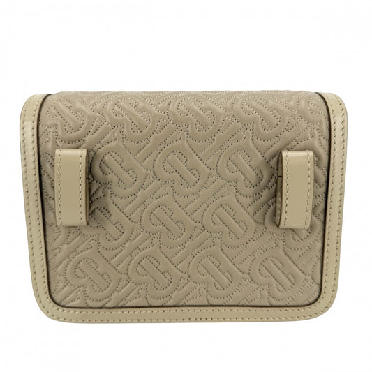 BURBERRY バーバリー ボディバッグ TBロゴ モノグラム ウエストバッグ レザー ベージュ ゴールド金具 レディース【中古品】