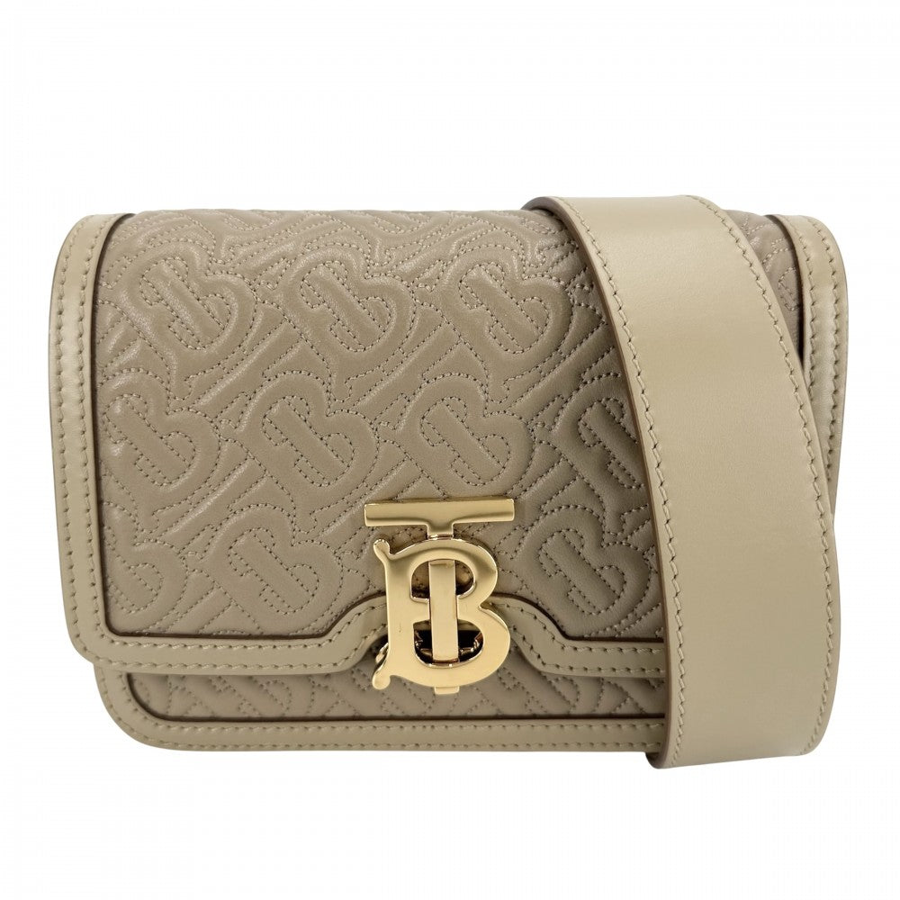 BURBERRY バーバリー ボディバッグ TBロゴ モノグラム ウエストバッグ レザー ベージュ ゴールド金具 レディース【中古品】