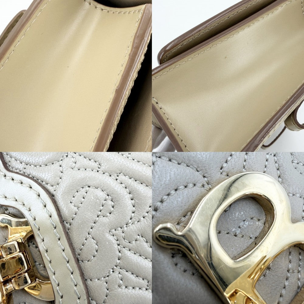 BURBERRY バーバリー ボディバッグ TBロゴ モノグラム ウエストバッグ レザー ベージュ ゴールド金具 レディース【中古品】