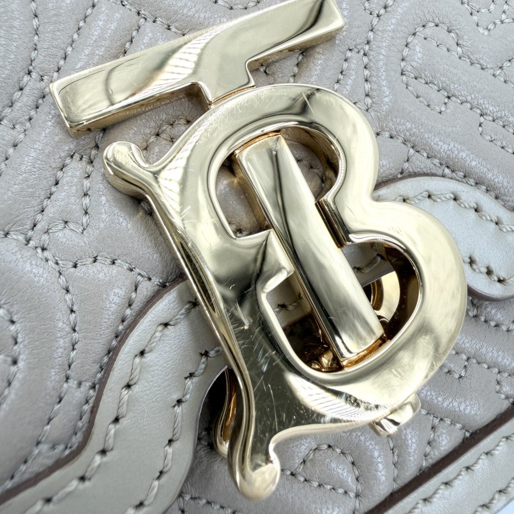 BURBERRY バーバリー ボディバッグ TBロゴ モノグラム ウエストバッグ レザー ベージュ ゴールド金具 レディース【中古品】