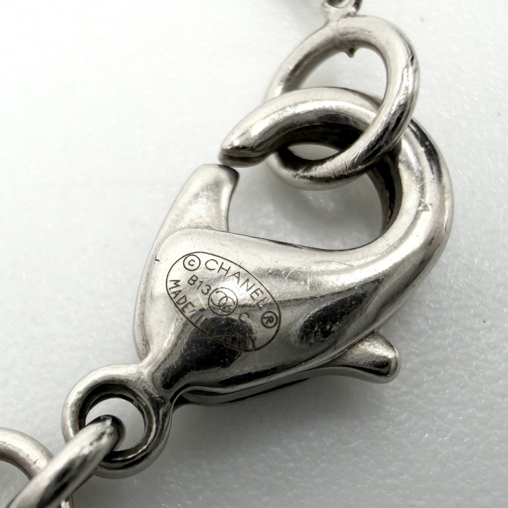 CHANEL シャネル ネックレス ココマーク アクセサリー ラインストーン B13C シルバー レディース 約5.2g 2013年【中古品】