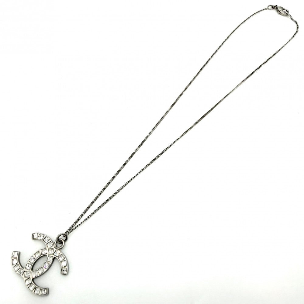 CHANEL シャネル ネックレス ココマーク アクセサリー ラインストーン B13C シルバー レディース 約5.2g 2013年【中古品】