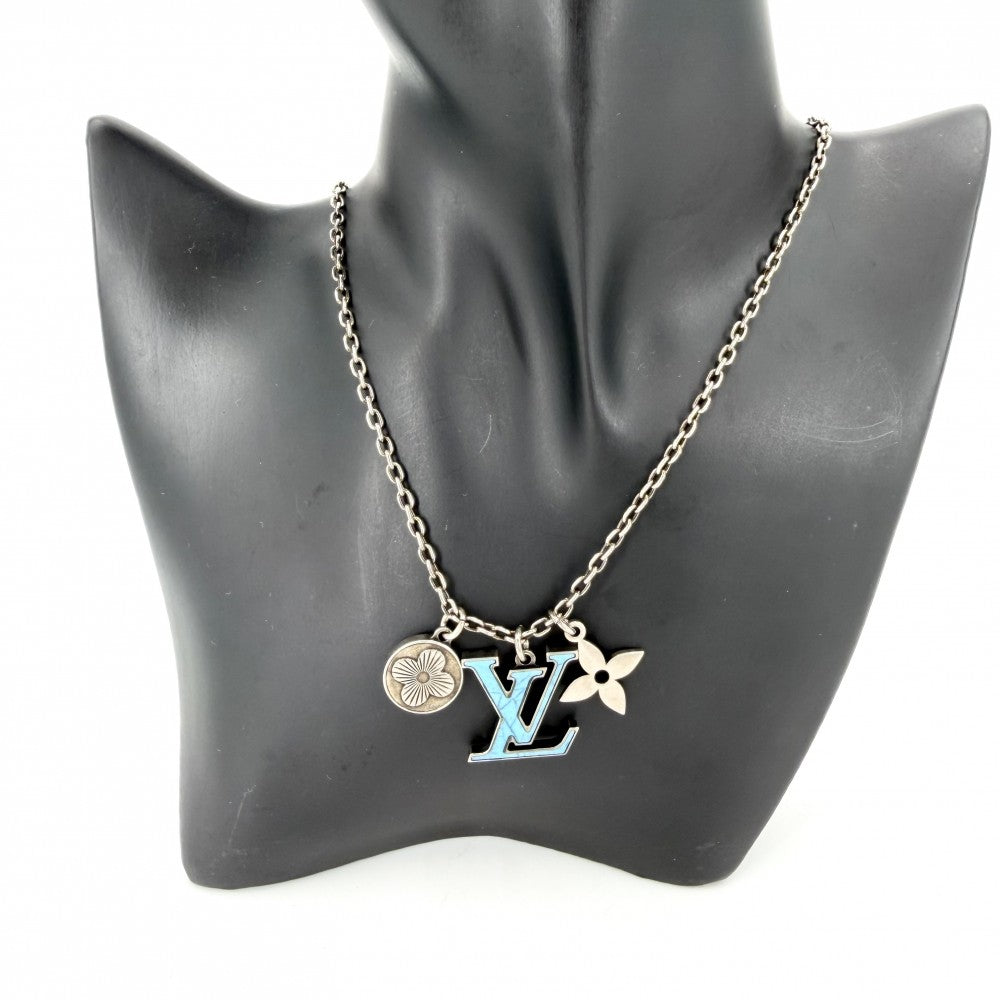 LOUIS VUITTON ルイヴィトン ネックレス LVイニシャル ターコイズ ロングネックレス アクセサリー ペンダント M68904 ブルー 青 メンズ 約19.5g【中古品】