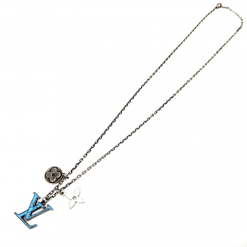 LOUIS VUITTON ルイヴィトン ネックレス LVイニシャル ターコイズ ロングネックレス アクセサリー ペンダント M68904 ブルー 青 メンズ 約19.5g【中古品】