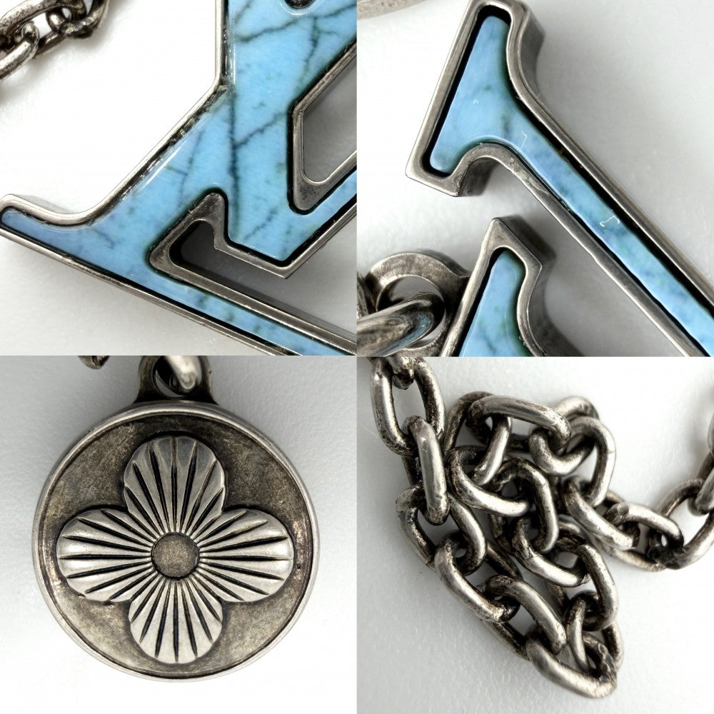 LOUIS VUITTON ルイヴィトン ネックレス LVイニシャル ターコイズ ロングネックレス アクセサリー ペンダント M68904 ブルー 青 メンズ 約19.5g【中古品】