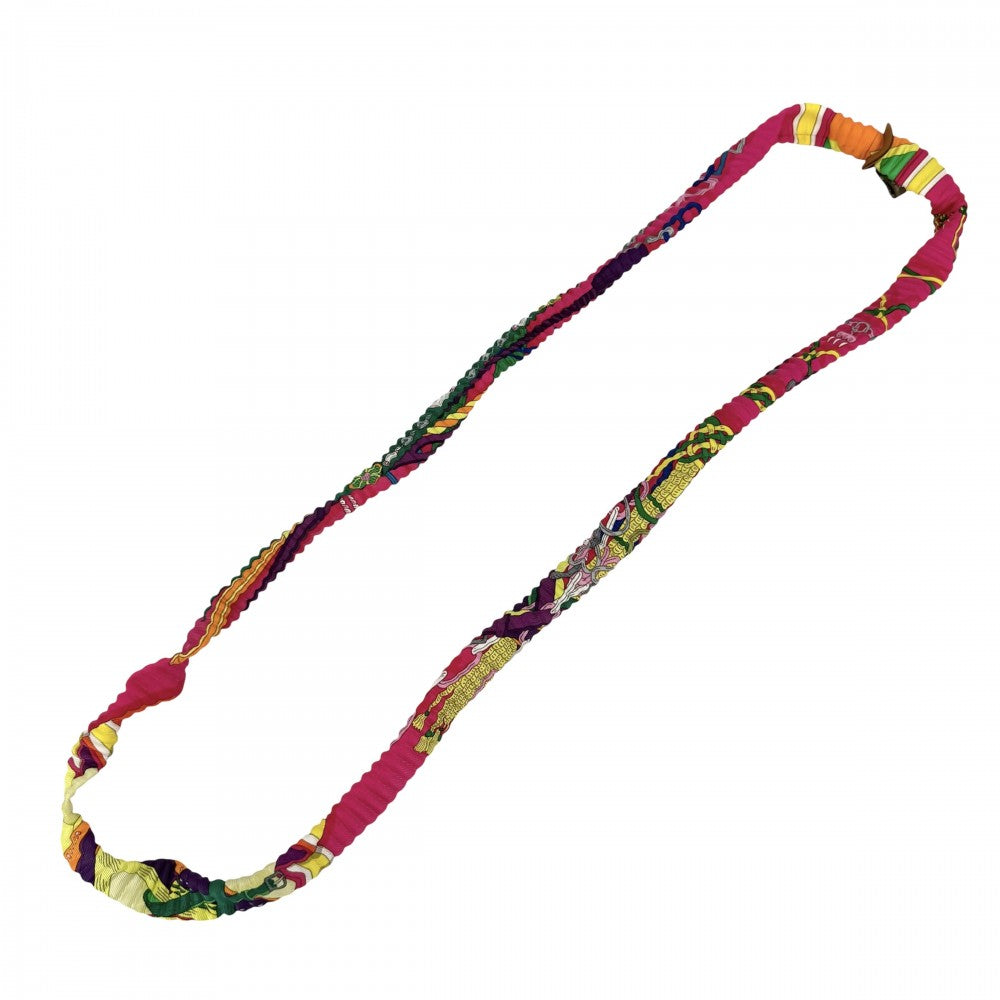 HERMES エルメス ネックレス プティアッシュ プティH シルクネックレス アクセサリー プリーツ シルク マルチカラー レディース【中古品】