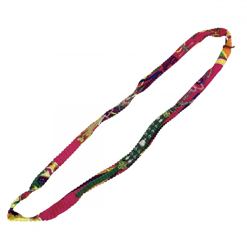 HERMES エルメス ネックレス プティアッシュ プティH シルクネックレス アクセサリー プリーツ シルク マルチカラー レディース【中古品】