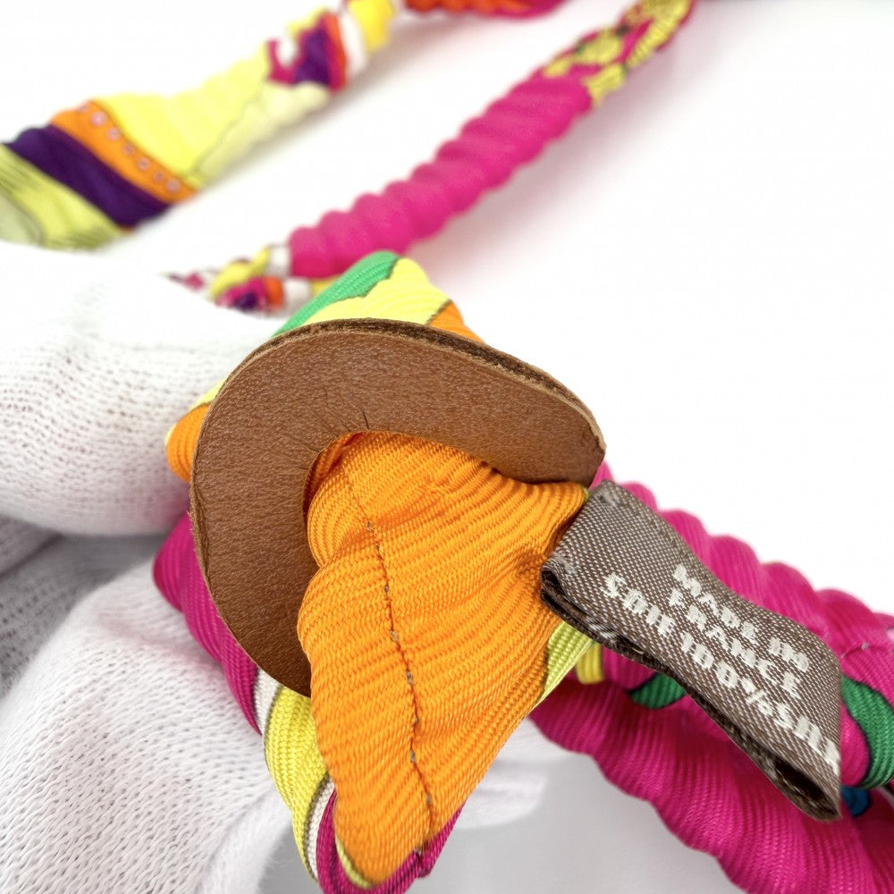 HERMES エルメス ネックレス プティアッシュ プティH シルクネックレス アクセサリー プリーツ シルク マルチカラー レディース【中古品】