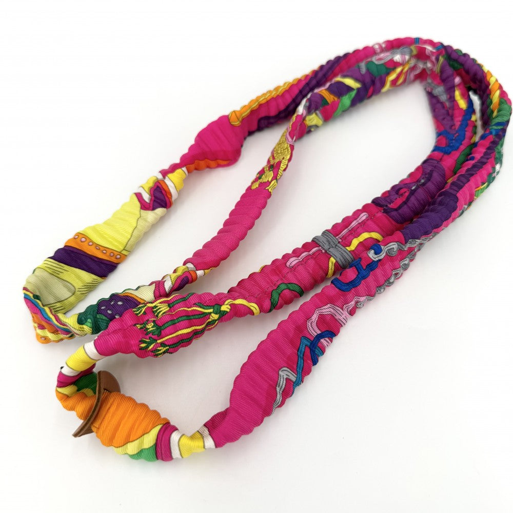 HERMES エルメス ネックレス プティアッシュ プティH シルクネックレス アクセサリー プリーツ シルク マルチカラー レディース【中古品】