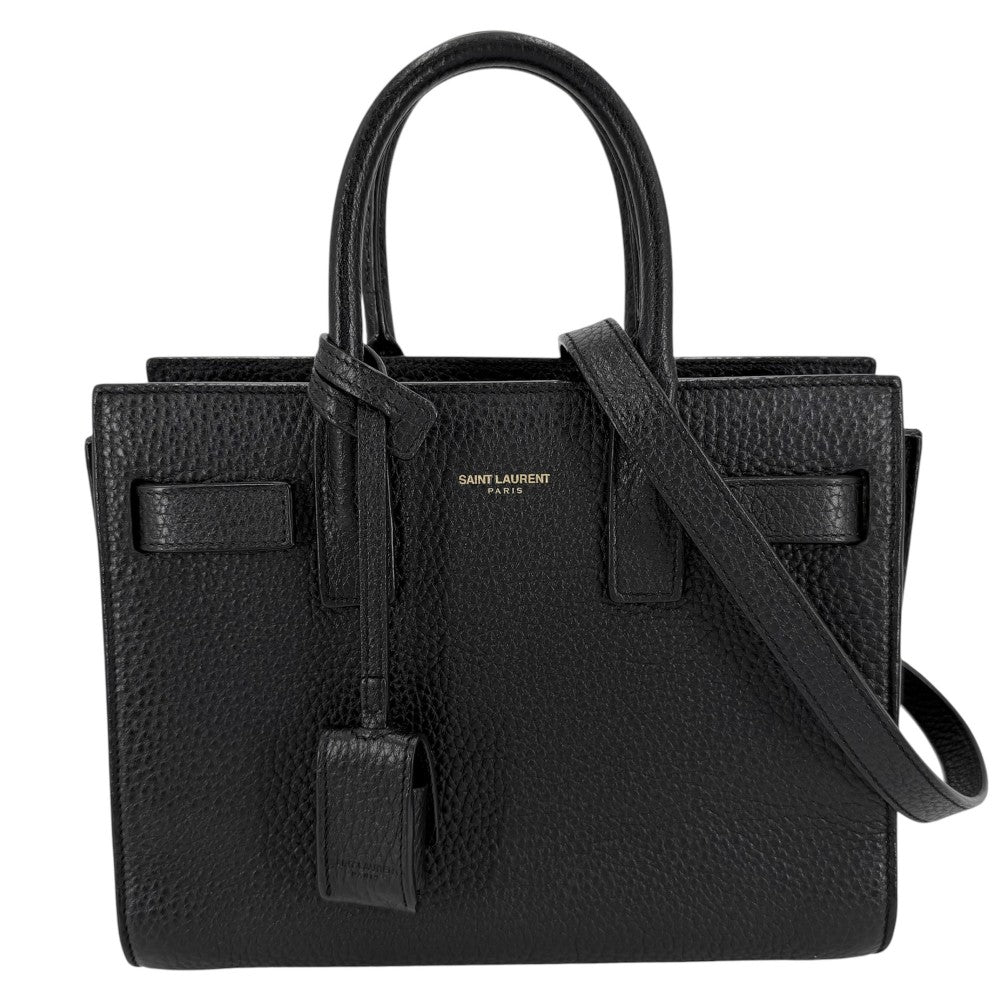 SAINT LAURENT PARIS サンローランパリ 2WAY サックドジュール ナノ ハンドバッグ ショルダーバッグ 392035 レザー ブラック 黒 シルバー金具 レディース【中古品】