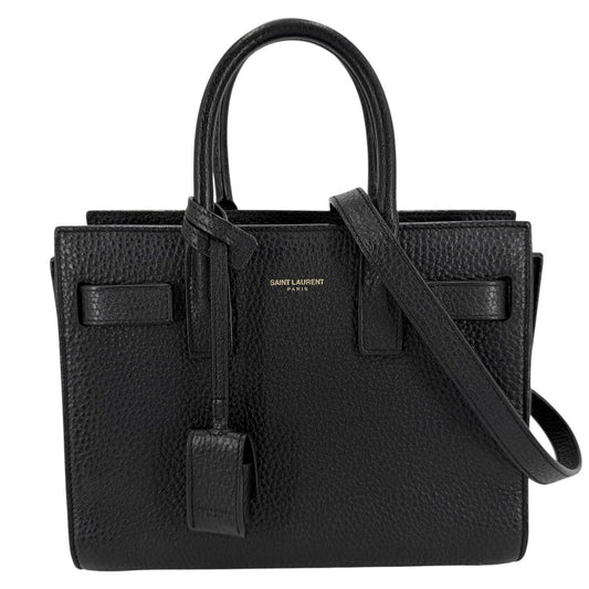 SAINT LAURENT PARIS サンローランパリ 2WAY サックドジュール ナノ ハンドバッグ ショルダーバッグ 392035 レザー ブラック 黒 シルバー金具 レディース【中古品】